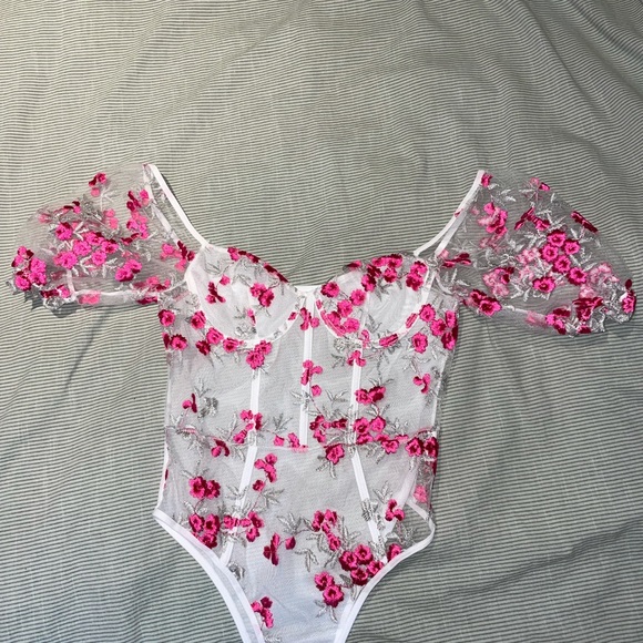 Floral mesh corset bodysuit - Picture 2 of 2